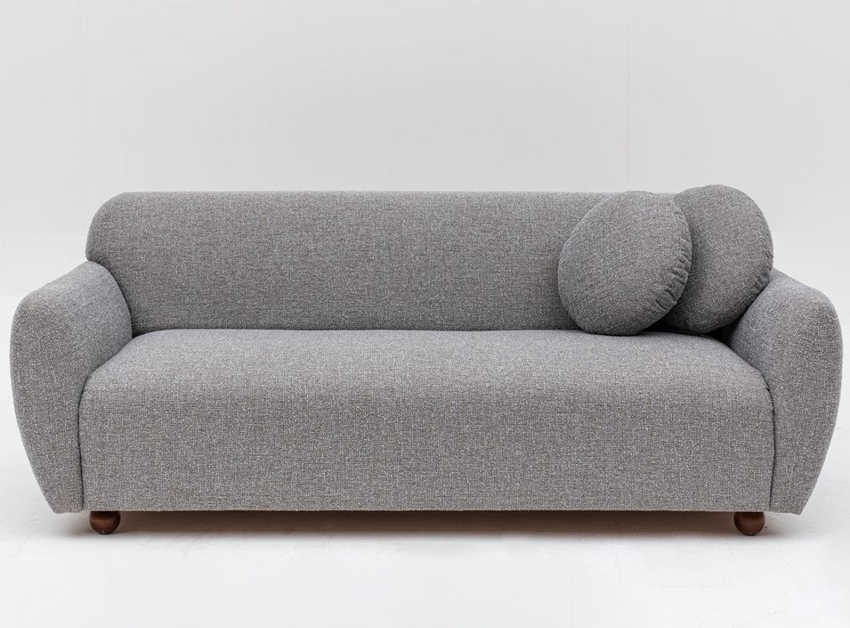 Canapé moderne 3 places tissu gris clair Kelly 223 cm - Photo n°1