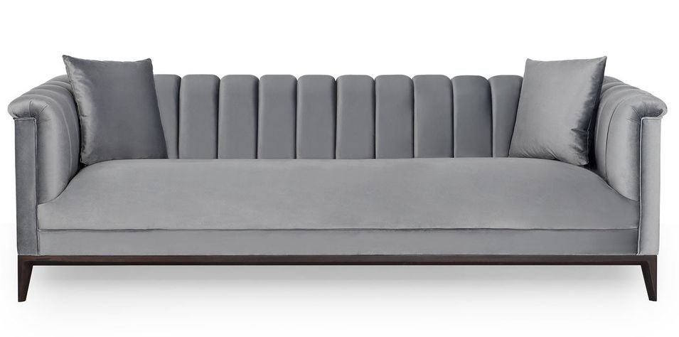 Canapé moderne 3 places velours gris Kubika 228 cm - Photo n°1