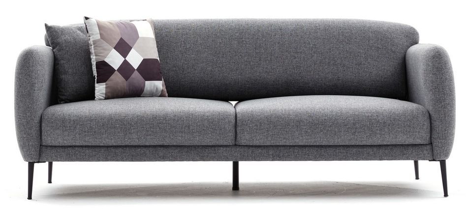 Canapé moderne tissu gris clair VALIKO 210 cm - Photo n°1