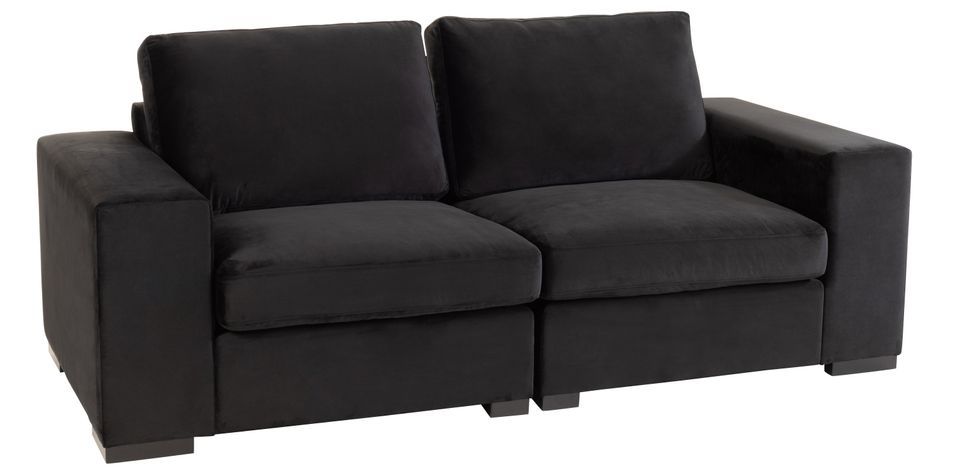 Canapé modulable 2 places velours et bois noir Carole - Photo n°1