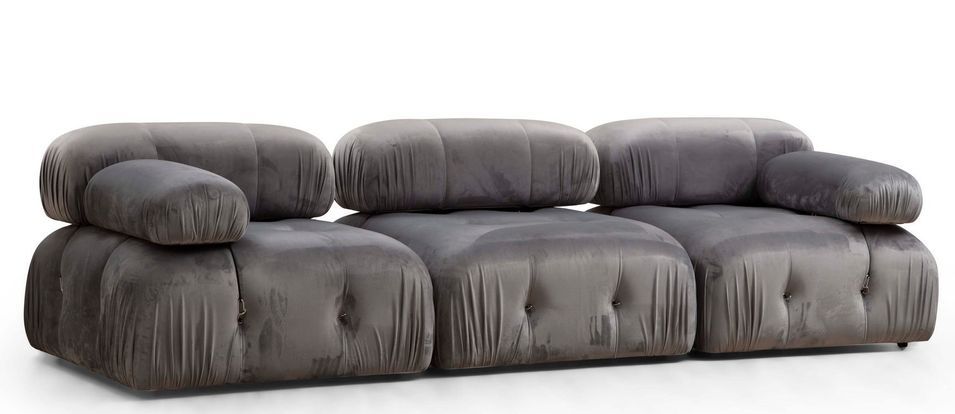 Canapé modulable 3 places velours Bubble - Photo n°1