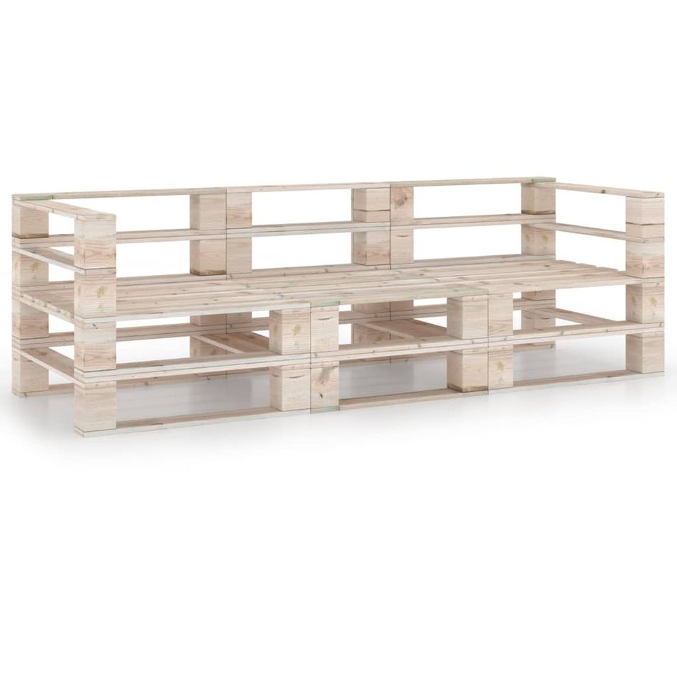 Canapé palette à 3 places de jardin Bois de pin - Photo n°1