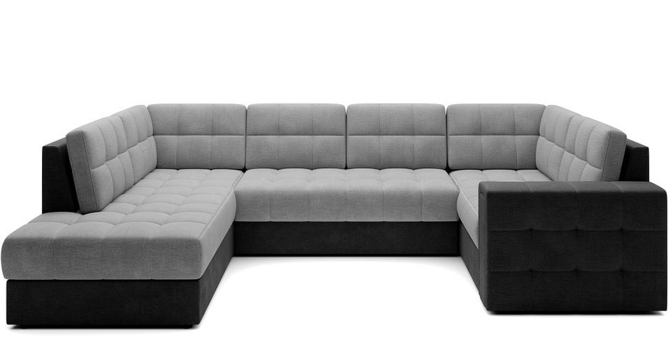 Canapé panoramique BLOOM tissu capitonné - Rangement et convertible - Photo n°1
