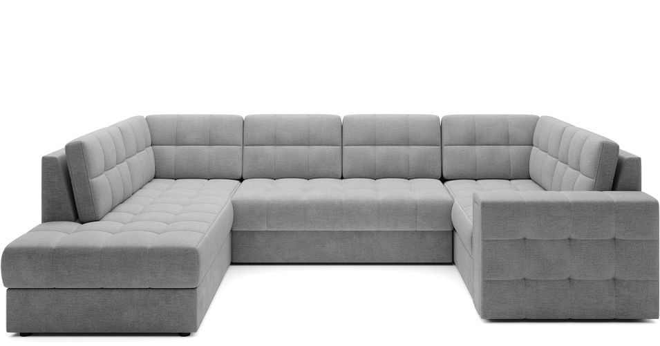 Canapé panoramique BLOOM tissu capitonné - Rangement et convertible - Photo n°1