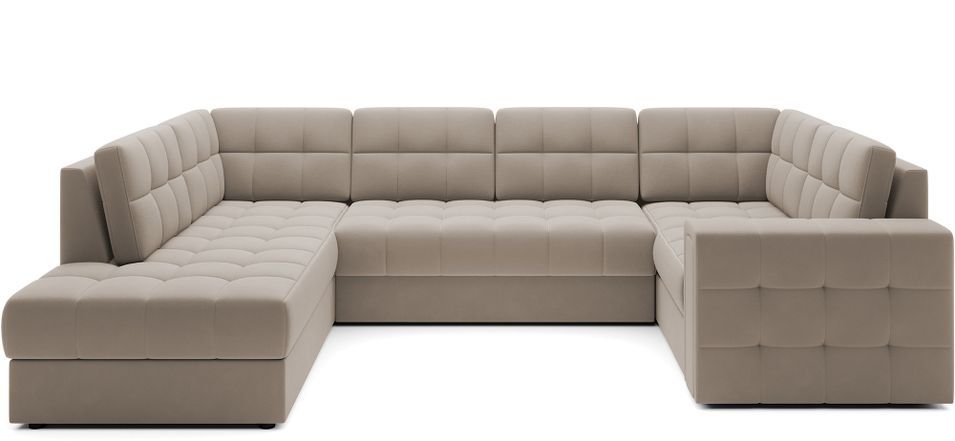 Canapé panoramique BLOOM velours capitonné - Rangement et convertible - Photo n°1