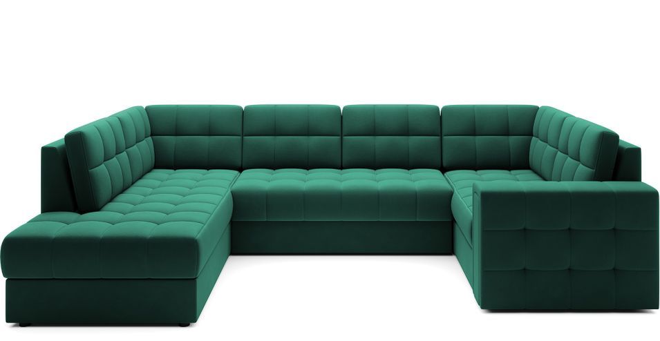 Canapé panoramique BLOOM velours capitonné - Rangement et convertible - Photo n°1