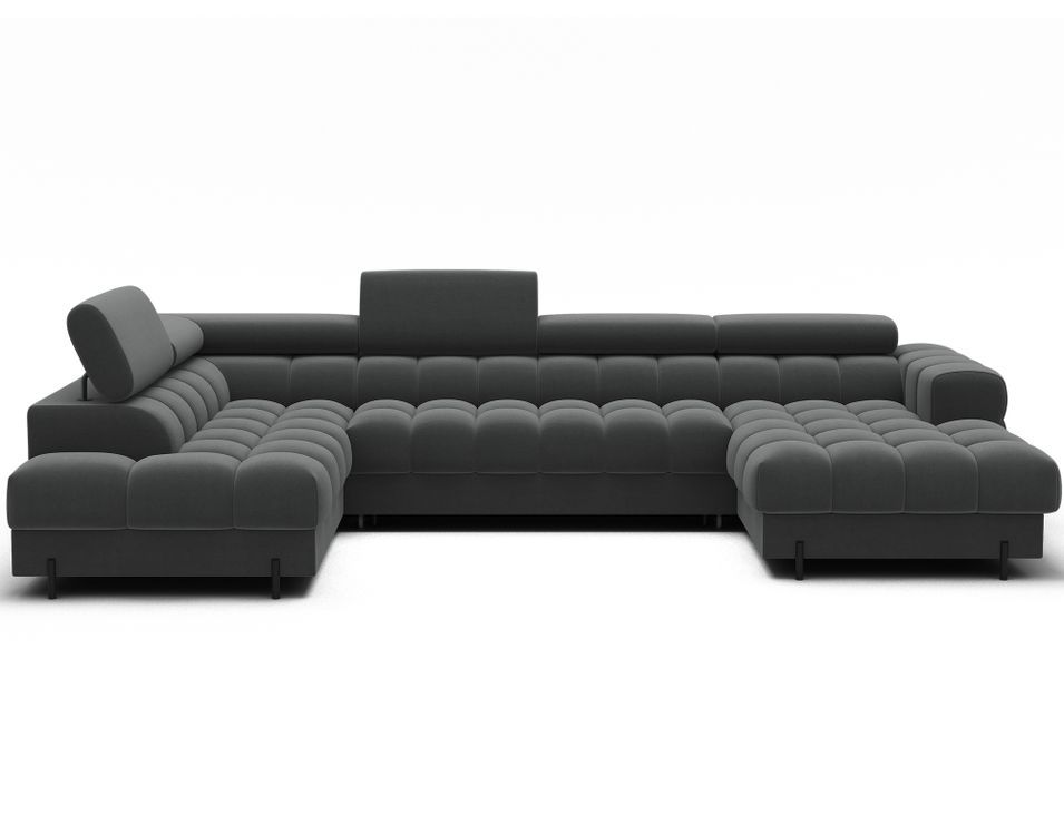 Canapé panoramique convertible avec têtières réglables FUZIAN – Tissu 358 cm - Photo n°1