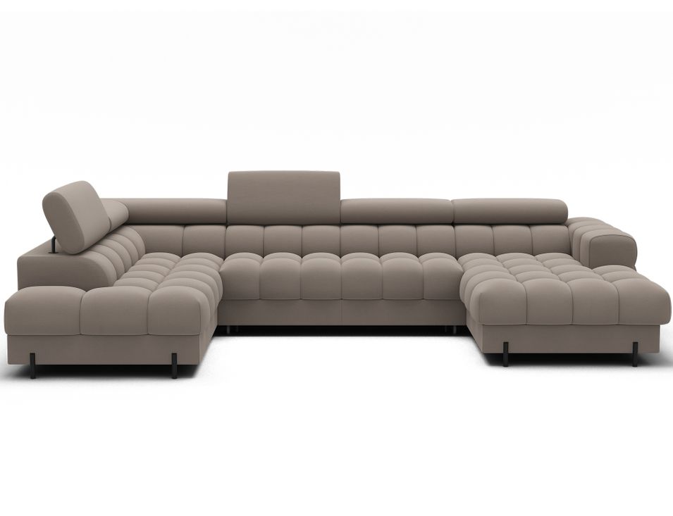 Canapé panoramique convertible avec têtières réglables FUZIAN – Tissu 358 cm - Photo n°1