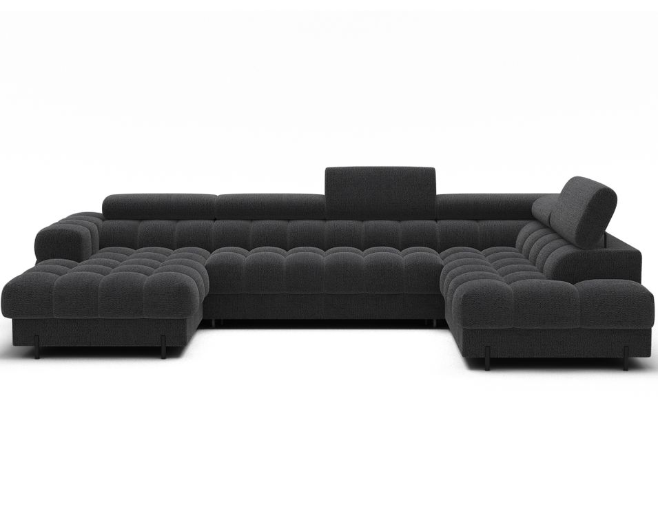 Canapé panoramique convertible avec têtières réglables FUZIAN – Tissu 358 cm - Photo n°1