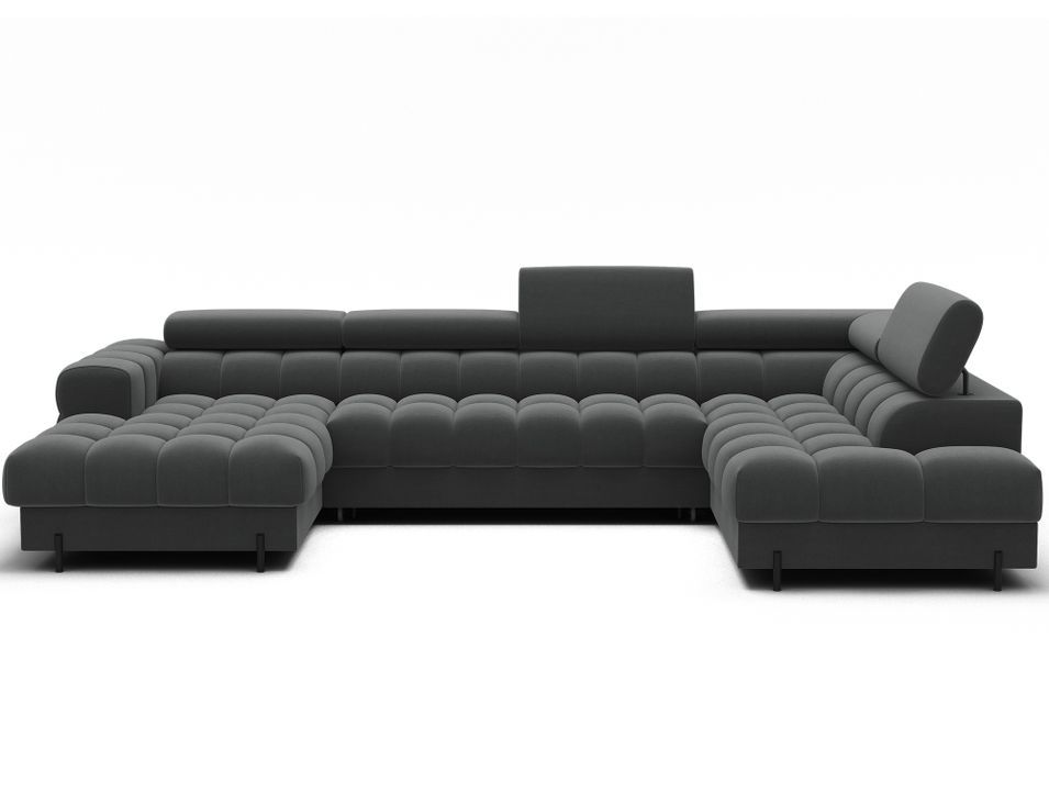Canapé panoramique convertible avec têtières réglables FUZIAN – Tissu 358 cm - Photo n°1