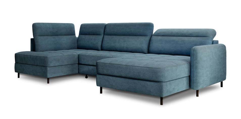 Canapé panoramique convertible BENTO en tissu avec coffre de rangement - 306 cm - Photo n°1