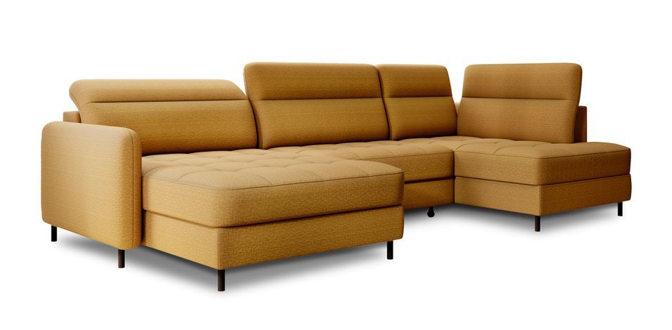 Canapé panoramique convertible BENTO en tissu avec coffre de rangement - Photo n°1