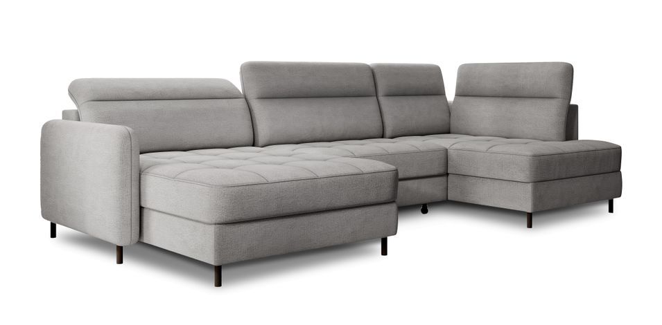Canapé panoramique convertible BENTO en tissu avec coffre de rangement - Photo n°1