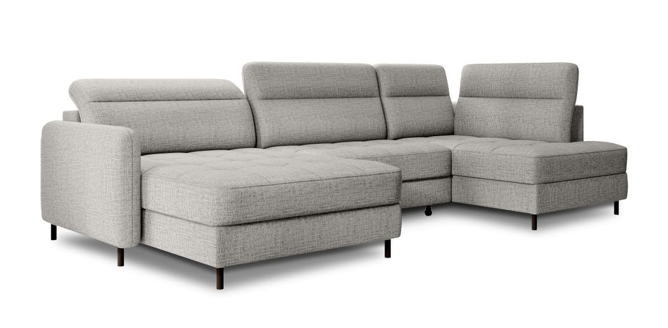 Canapé panoramique convertible BENTO en tissu avec coffre de rangement - Photo n°1
