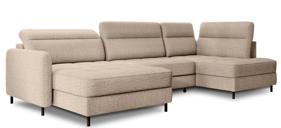 Canapé panoramique convertible BENTO en tissu avec coffre de rangement - Photo n°1