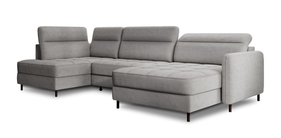 Canapé panoramique convertible BENTO en tissu avec coffre de rangement - Photo n°1