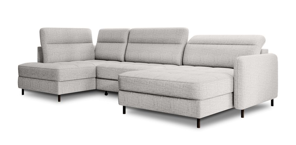 Canapé panoramique convertible BENTO en tissu avec coffre de rangement - Photo n°1
