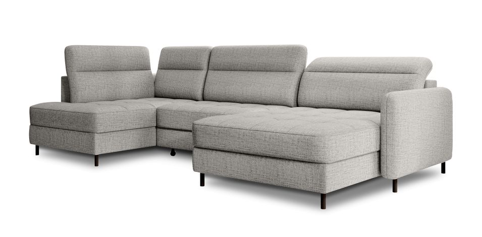 Canapé panoramique convertible BENTO en tissu avec coffre de rangement - Photo n°1
