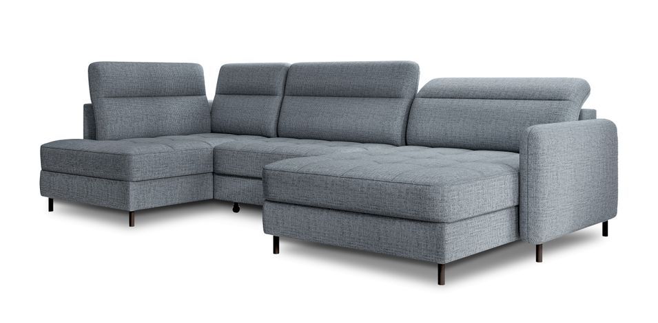 Canapé panoramique convertible BENTO en tissu avec coffre de rangement - Photo n°1