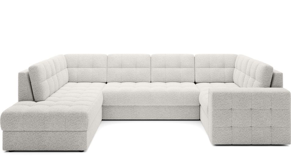 Canapé panoramique convertible BLOOM en tissu capitonné avec coffre – 299 cm - Photo n°1
