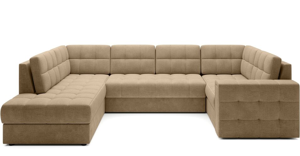 Canapé panoramique convertible BLOOM en tissu capitonné avec coffre – 299 cm - Photo n°1