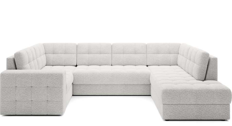 Canapé panoramique convertible BLOOM en tissu capitonné avec coffre – 299 cm - Photo n°1