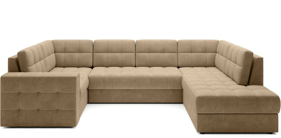 Canapé panoramique convertible BLOOM en tissu capitonné avec coffre – 299 cm - Photo n°1