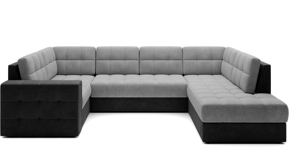 Canapé panoramique convertible BLOOM en tissu capitonné avec coffre – 299 cm - Photo n°1