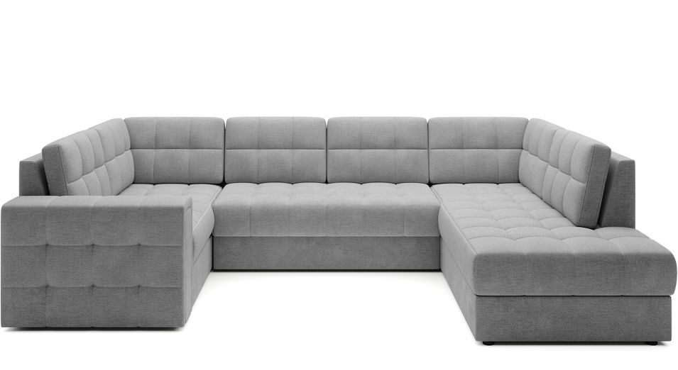 Canapé panoramique convertible BLOOM en tissu capitonné avec coffre – 299 cm - Photo n°1