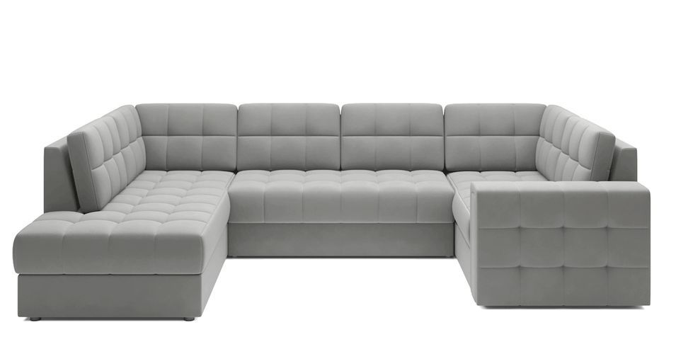 Canapé panoramique convertible BLOOM en velours capitonné avec coffre – 299 cm - Photo n°1