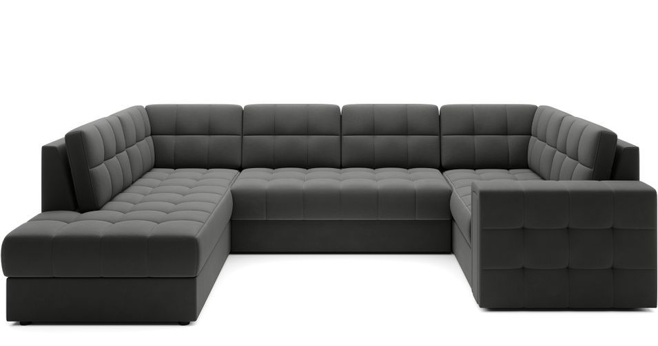 Canapé panoramique convertible BLOOM en velours capitonné avec coffre – 299 cm - Photo n°1
