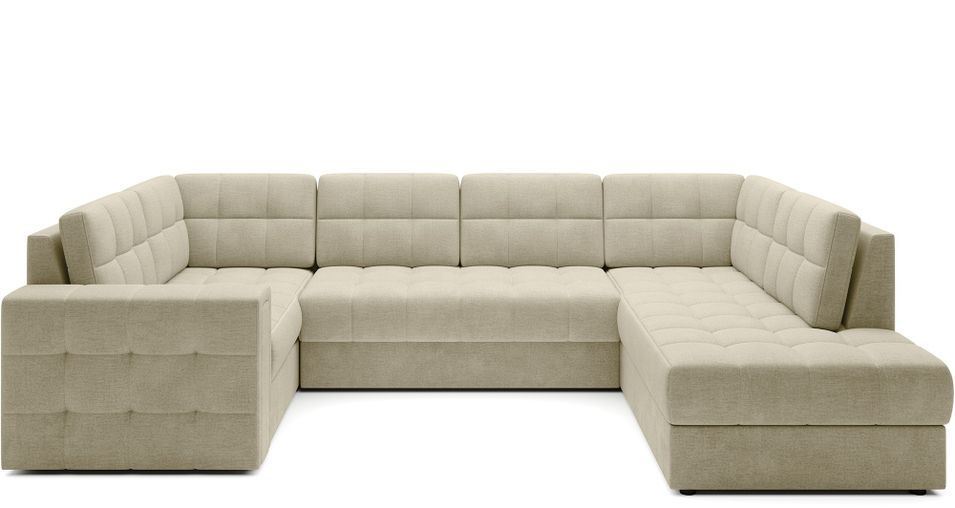 Canapé panoramique convertible BLOOM en velours capitonné avec coffre – 299 cm - Photo n°1