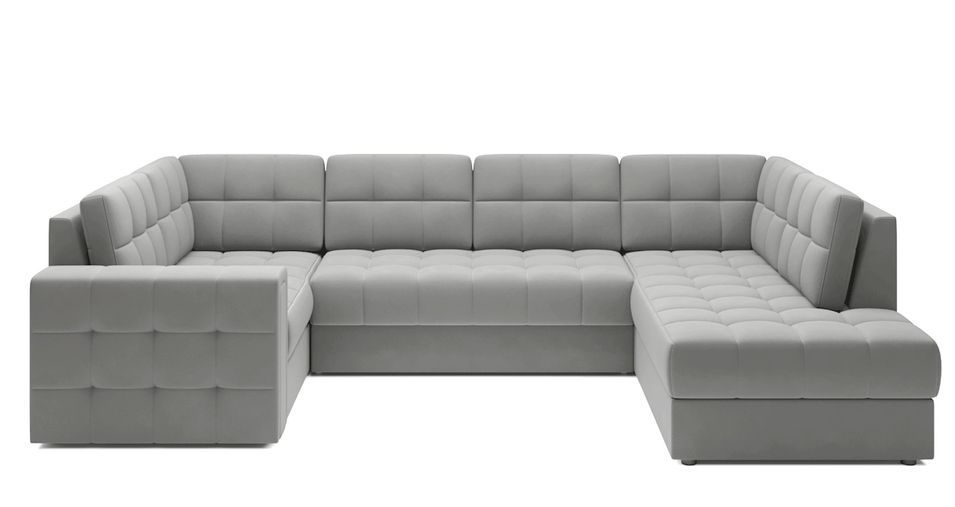 Canapé panoramique convertible BLOOM en velours capitonné avec coffre – 299 cm - Photo n°1