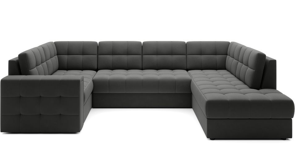 Canapé panoramique convertible BLOOM en velours capitonné avec coffre – 299 cm - Photo n°1