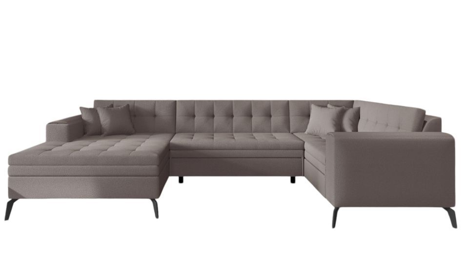 Canapé panoramique convertible BONTY en tissu matelassé – 340 cm - Photo n°1