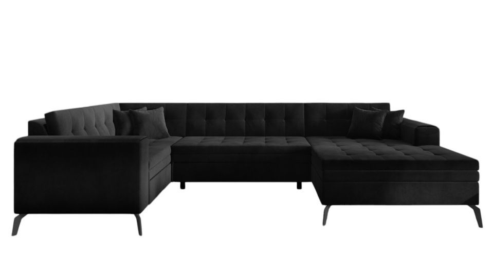 Canapé panoramique convertible BONTY en tissu matelassé – 340 cm - Photo n°1