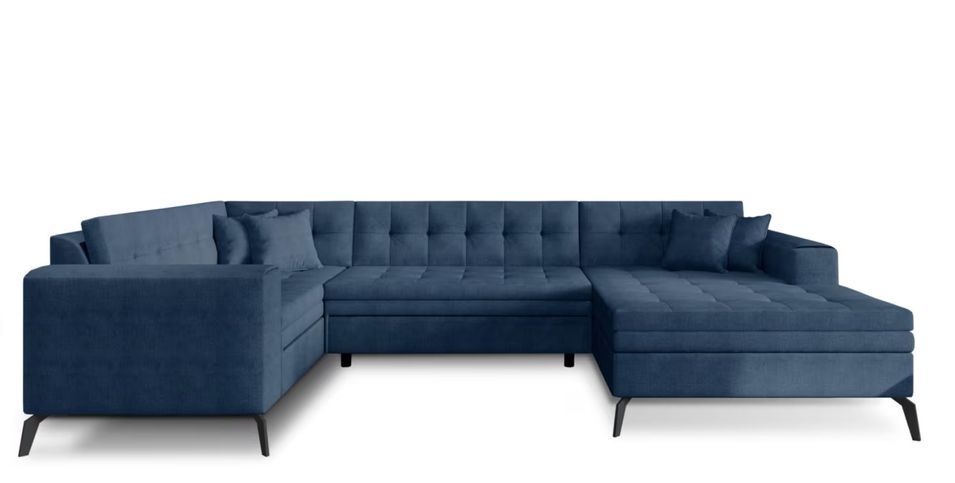 Canapé panoramique convertible BONTY en tissu matelassé – 340 cm - Photo n°1