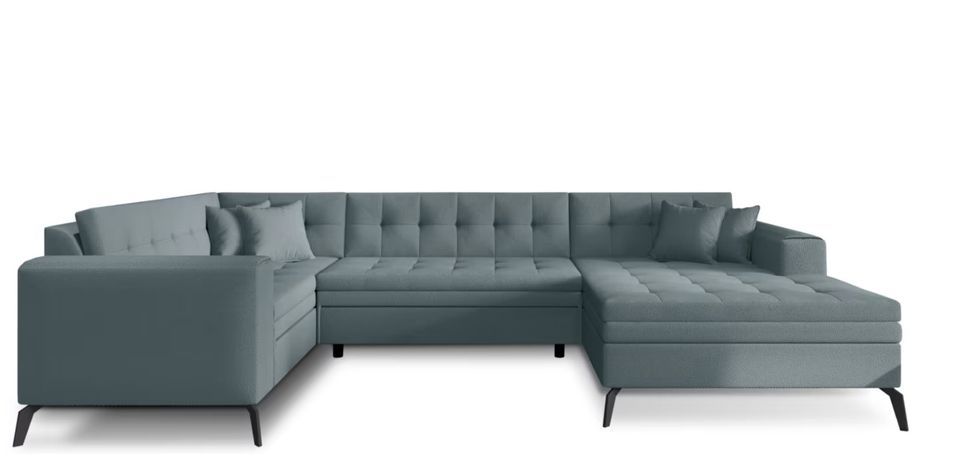 Canapé panoramique convertible BONTY en tissu matelassé – 340 cm - Photo n°1
