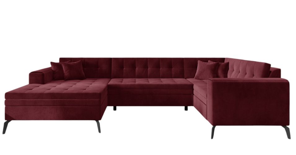Canapé panoramique convertible BONTY en velours matelassé – 340 cm - Photo n°1