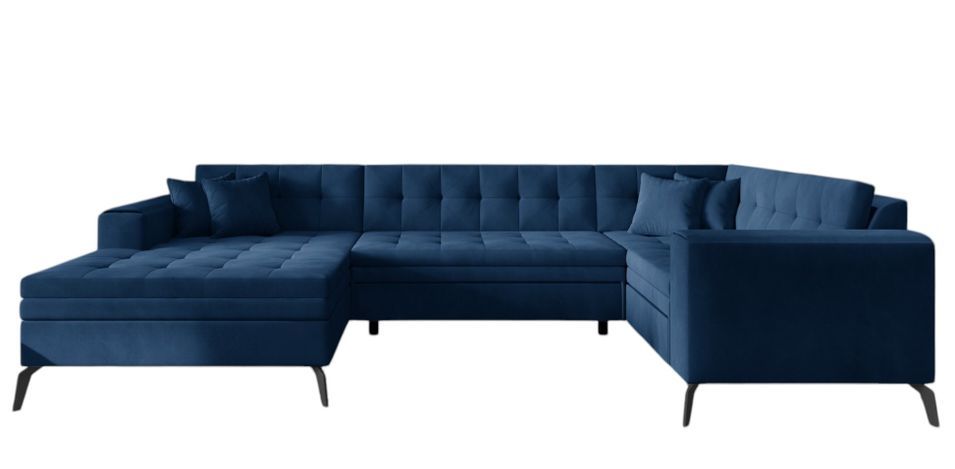 Canapé panoramique convertible BONTY en velours matelassé – 340 cm - Photo n°1