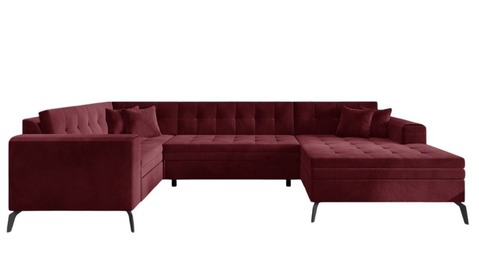 Canapé panoramique convertible BONTY en velours matelassé – 340 cm - Photo n°1
