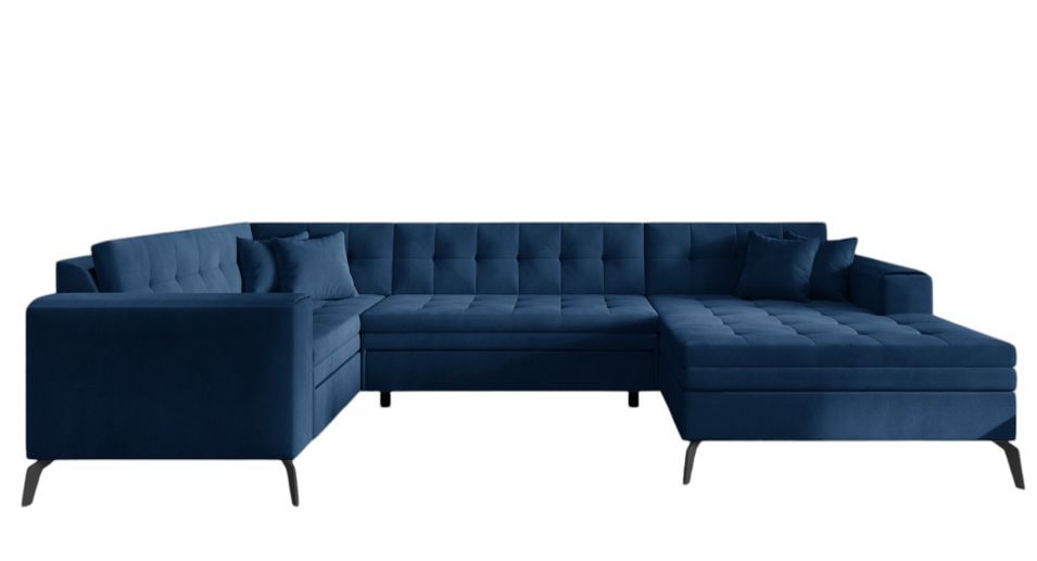 Canapé panoramique convertible BONTY en velours matelassé – 340 cm - Photo n°1