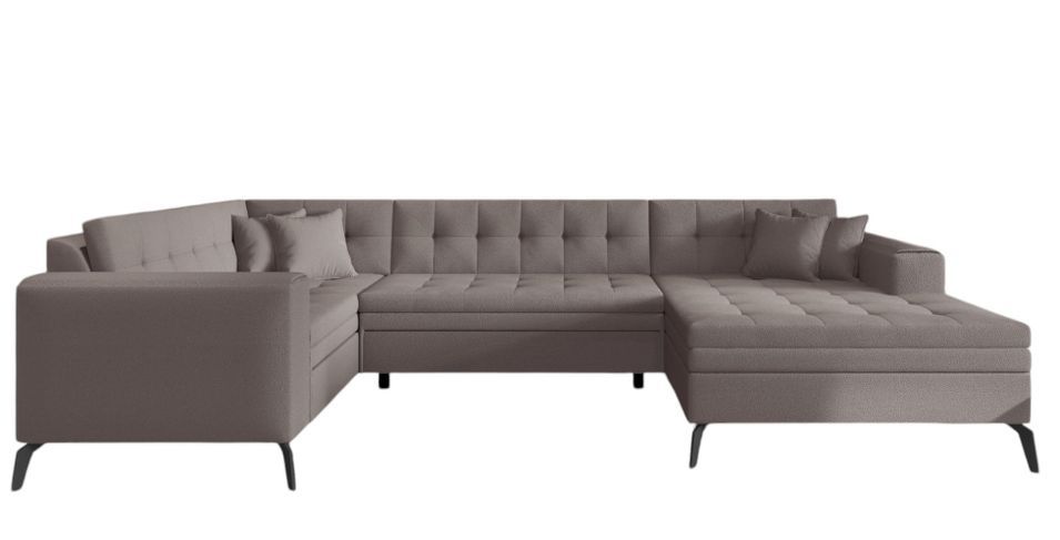 Canapé panoramique convertible BONTY tissu matelassé - Photo n°1