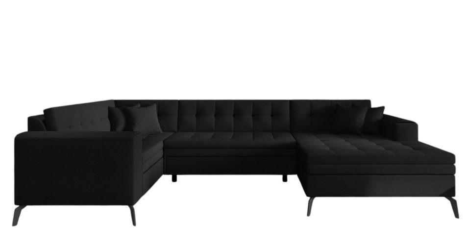 Canapé panoramique convertible BONTY tissu matelassé - Photo n°1