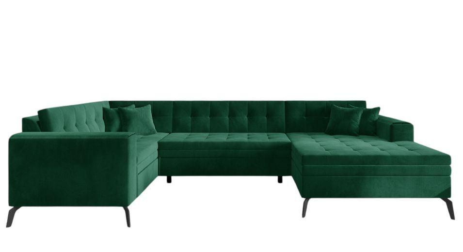 Canapé panoramique convertible BONTY tissu matelassé - Photo n°1