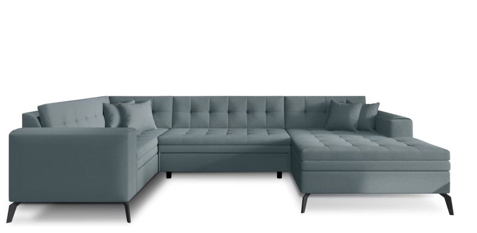 Canapé panoramique convertible BONTY tissu matelassé - Photo n°1