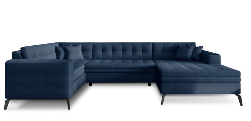 Canapé panoramique convertible BONTY tissu matelassé - Photo n°1