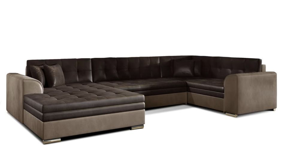 Canapé panoramique convertible DIANO en velours – 338 cm - Photo n°1