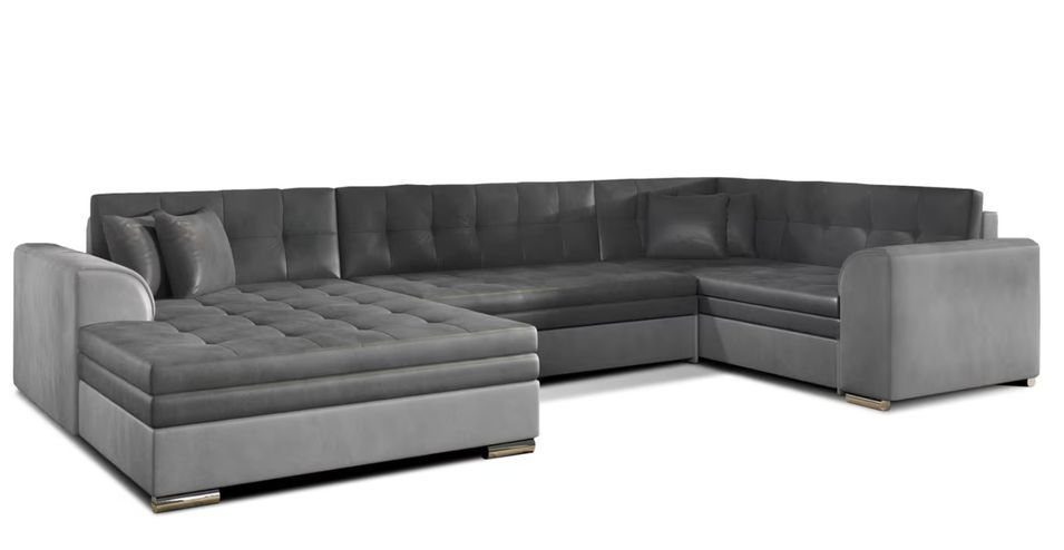 Canapé panoramique convertible DIANO en velours – 338 cm - Photo n°1