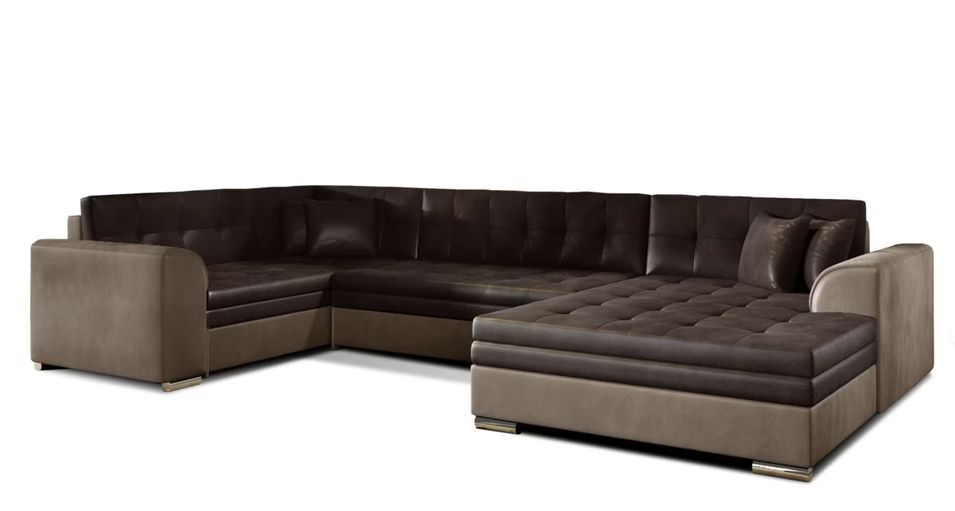 Canapé panoramique convertible DIANO en velours – 338 cm - Photo n°1